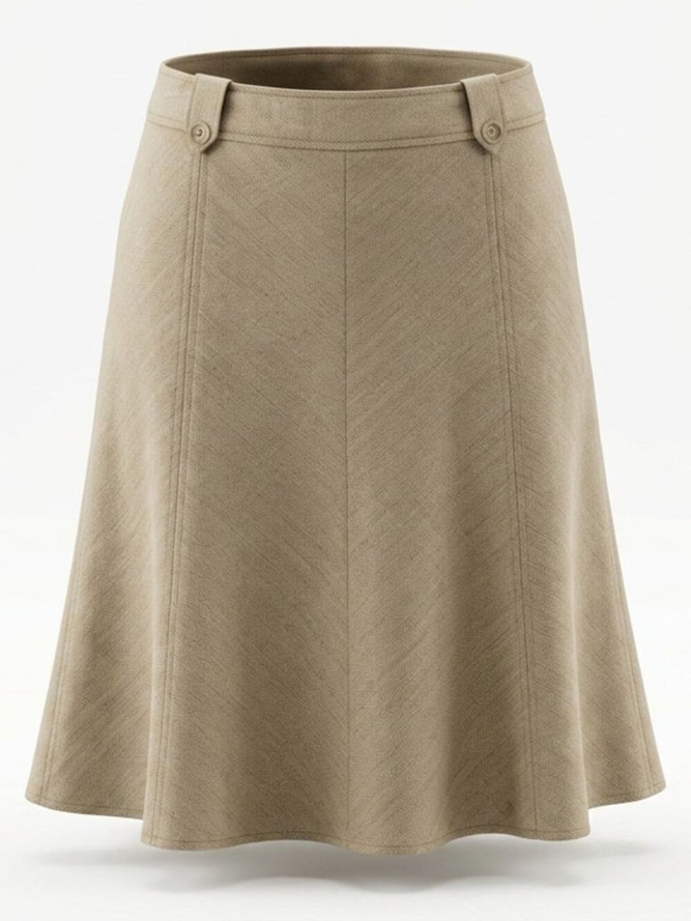 Worthington Beige Herringbone Lined A-Line Midi Skirt Women Size 18